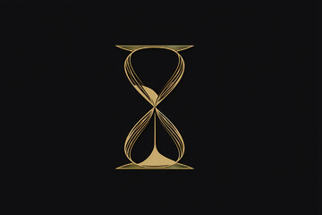 Single-line hourglass vector logo emphasizing time and balance with flowing sand