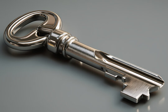 Key with lock, vector logo design emphasizing safety and access with silver and black palette and intricate details - Powered by Adobe