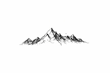 Monochrome mountain range vector logo with jagged lines emphasizing adventure and resilience