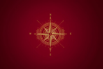 Nautical compass vector logo design with cardinal points