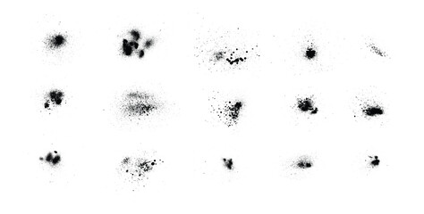 Spray Paint Splatter Set – Vector Black Ink Mist and Grunge Spray Effect on White Background