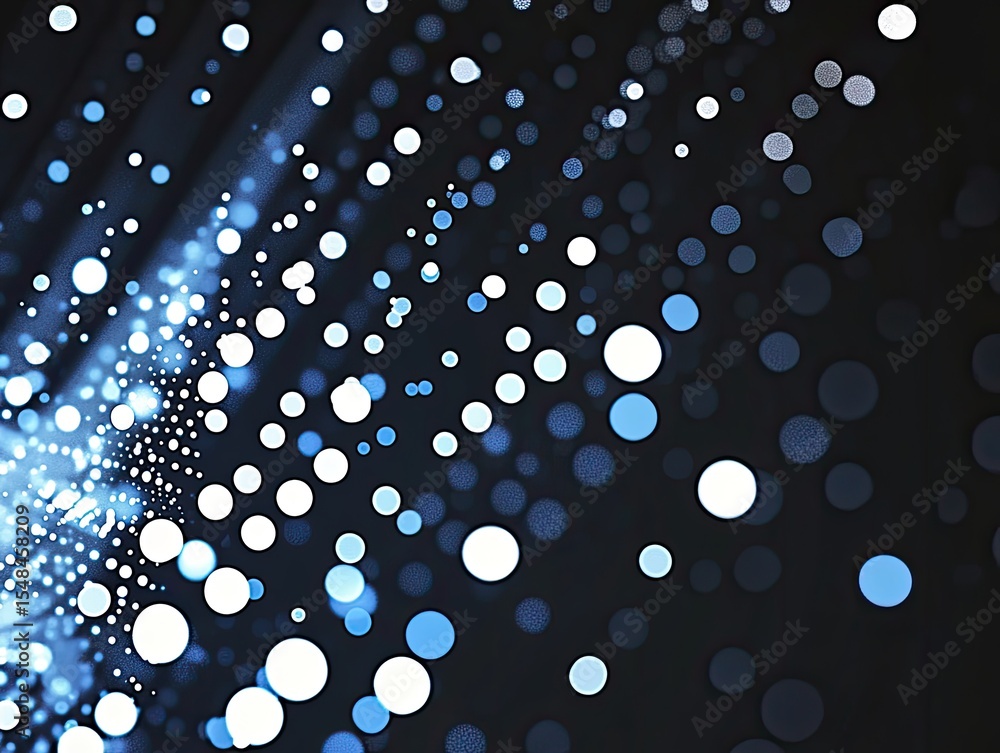 Poster abstract design with light circles on dark background