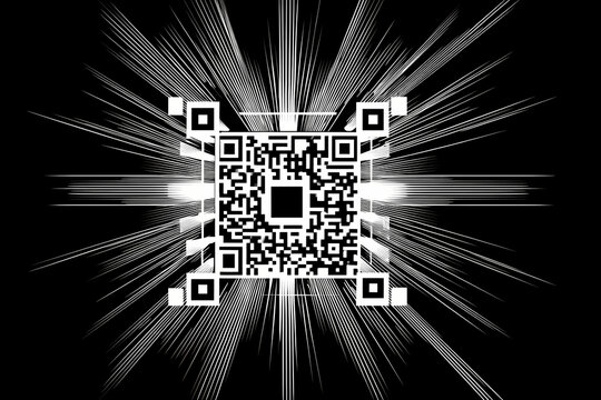QR code vector logo design with scan lines
