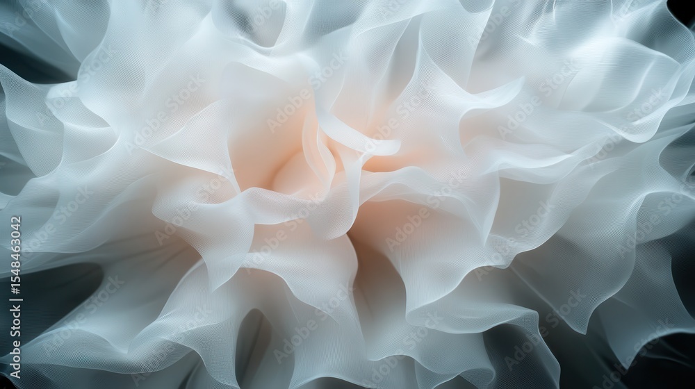 Poster an intricate and ethereal pattern of flowing white fabric captures light and shadow in an alluring a