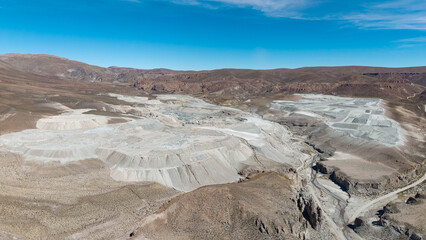 Aerial view of an open-pit borax mine in Jujuy, Argentina.