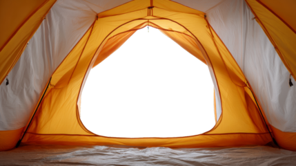 View from inside of tent on white blank background
