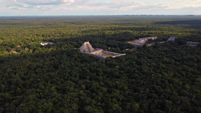 Aerial View Uxmal Ruins And Nunnery Quadrangle Plaza