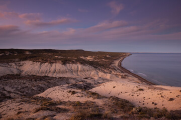 Peninsula Valdes Coastal landscape at dusk, World Heritage Site, Patagonia Argentina
