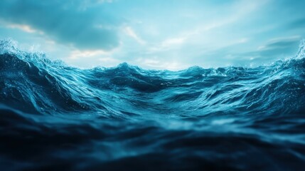 An impactful view of rolling ocean waves under a cloudy sky, reflecting the power and beauty of nature and evoking a sense of calmness and awe in the viewer.