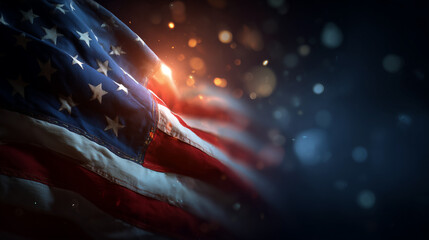 Patriotic US Flag with Glowing Particles - Freedom, Celebration, Memorial Day