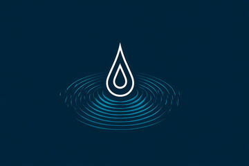 Single-line water droplet vector logo design with ripple effects