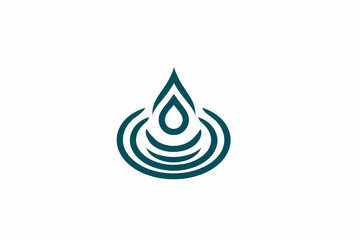 Single-line water droplet vector logo design with ripple effects