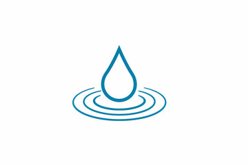 Single-line water droplet vector logo design with ripple effects