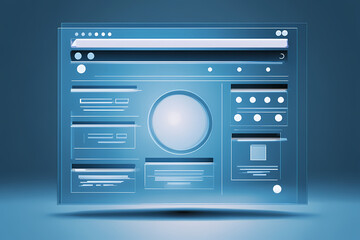 Digital vector web browser logo in blue and white with tabs