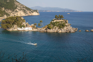 Fototapeta premium Picturesque Church on a Small Island in the Ionian Sea