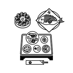 お食い初めのイラスト（線画）