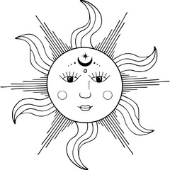 Sun creative modern hand drawing illustration
