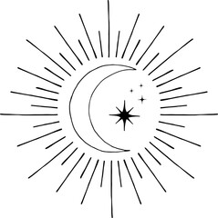 Obraz premium Moon and stars mystic 