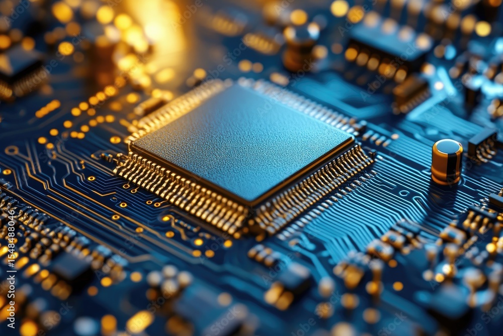 Poster close-up of a circuit board with a central processor (1)