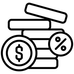 Interest rate outline icon. Simple vector icon design in outline style. Editable vector format