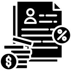 Income tax gylph icon. Simple vector icon design in gylph style. Editable vector format