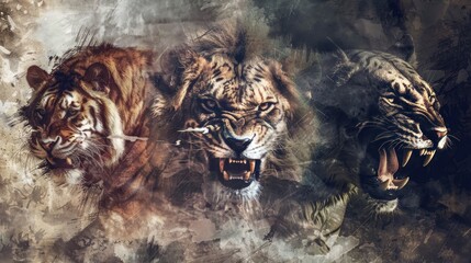 Big cats portrait abstract graphic design