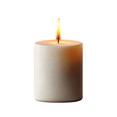 Burning candle flame light wax white decoration celebration  isolated on transparent background