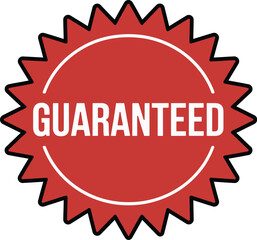 Red starburst guaranteed seal icon graphic