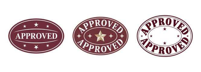 Three oval approved stamps with variations