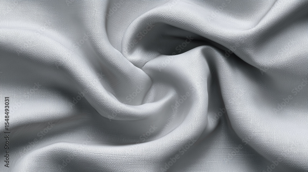 Poster close-up view of silky grey fabric displaying smooth texture and flowing drapes. soft light enhances