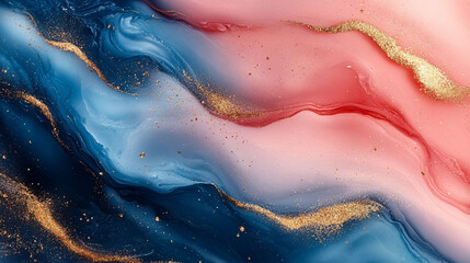 Blue pink marble gold glitter abstract background design texture
