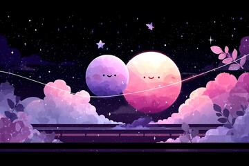 Two cute planets in the night sky