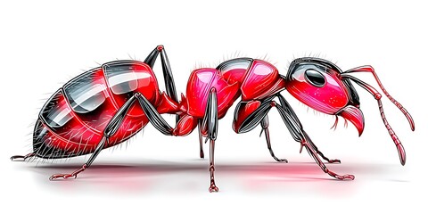 Vibrant red ant illustration