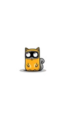 Cute cartoon cat in a mask