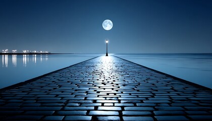 Moonlit path to the sea