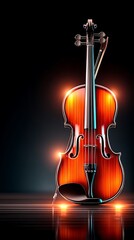Violin illuminated on dark background
