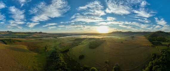 panoramic view of rural area in the interior of Minas Gerais at dawn