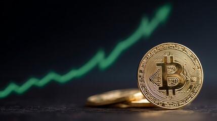 Bitcoin Cryptocurrency Gold Coin Finance Investment Digital Currency Blockchain Technology Growing Market Graph Upward Trend Financial Success Wealth Crypto Asset Digital Asset    