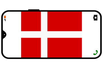 Denmark flag on a smartphone horizontal display