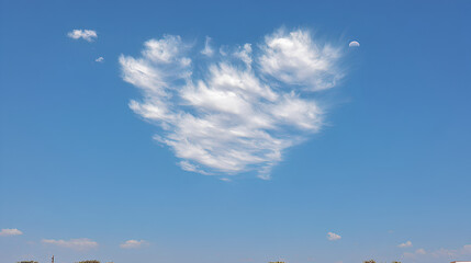 Fototapeta premium Unique Heart-Shaped Cloud Formation in a Vivid Blue Sky