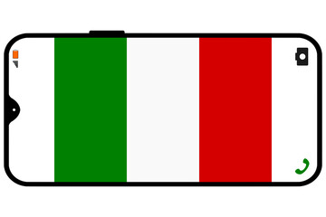 Italy flag on a smartphone horizontal diplay