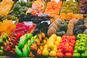 Vibrant Display of Fruit Candies