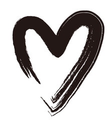 手描きのハート。落書き風、グランジハート。バレンタインデーや愛のシンボル。ベクター素材。