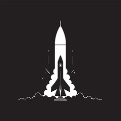 Launching Nuclear Rocket Silhouette – Solid Black Vector