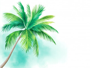 Obraz premium Palm tree branches reach towards a bright sky in a tropical setting