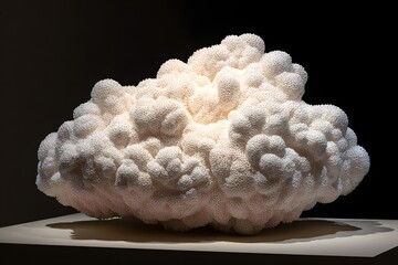 Abstract sculptural form with textured surface.