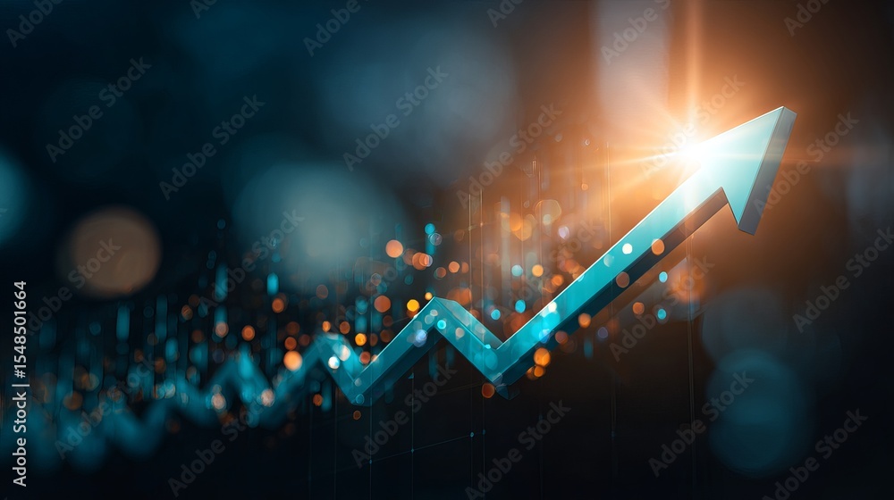 Poster abstract blue growth arrow chart business success financial data visualization modern technology dig