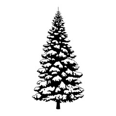 Black & White Pine Tree Silhouette