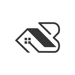 the logo consists of monogram the letter B and home. Abstract, outline and elegant.