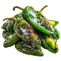Padron peppers grilled spanish tapas with sea salt cuisine  isolated on transparent background
